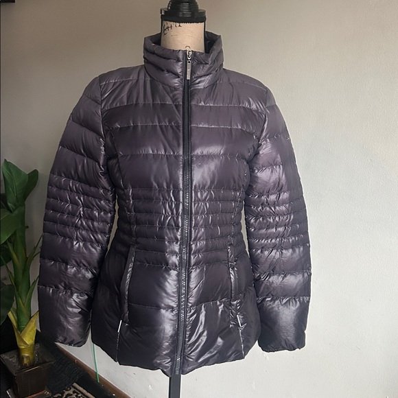 Kensie Quilted Ombré Purple Gray Shiny Puffer Jacket Coat Size Small - Picture 4 of 16